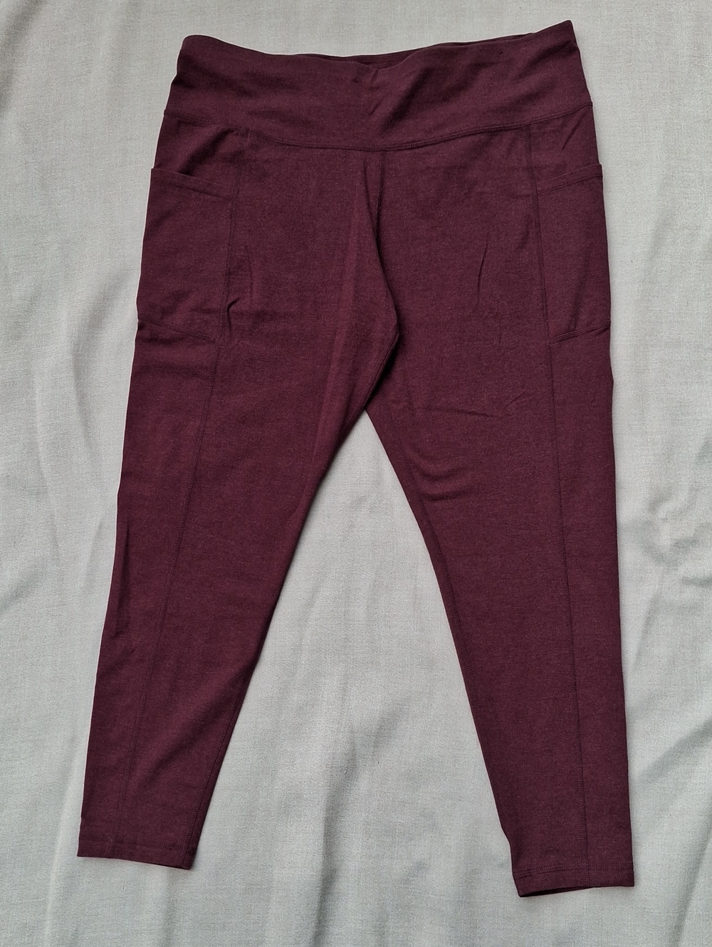 Athletic Works Burgundy Pocket Leggings XXL Dri-More Tech High Performance